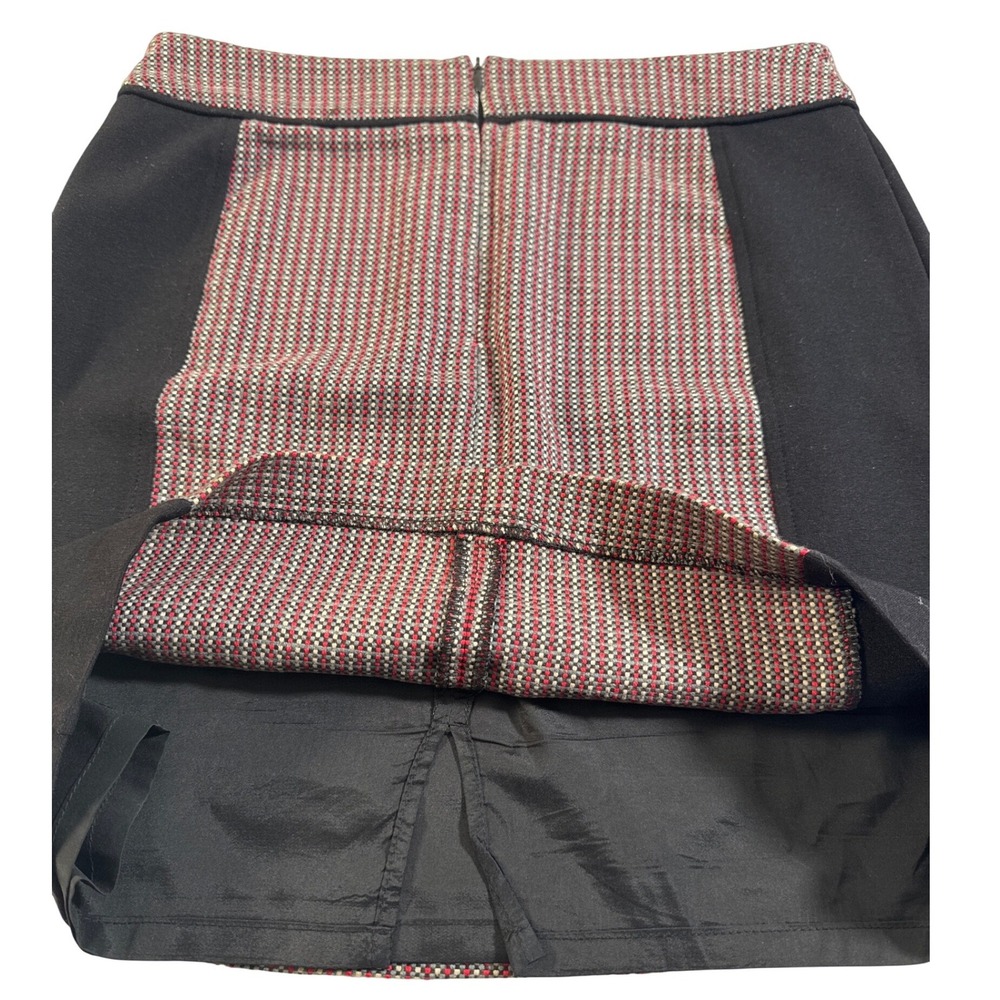 TRISTAN Black Red Colorblock Tweed Mini Skirt Women's Size 2 Made in Canada - Picture 4 of 8